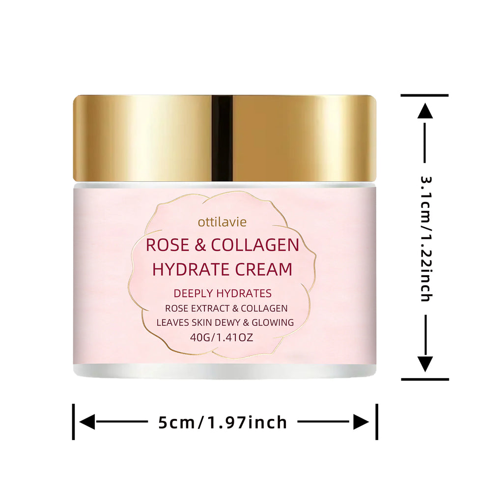 Ottilavie Rose Collagen Hydrate Cream – Plumping & Hydrating Facial Moisturizer, for All Skin Types, Ideal, for Morning & Night Oasis Select 40g