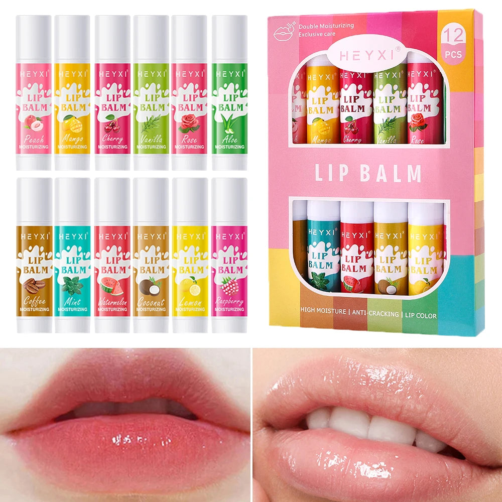 12-Piece Fruity Lip Balm Gift Set – 24Hr Moisturizing Lip Care Lip Balm Gift Set Oasis Select