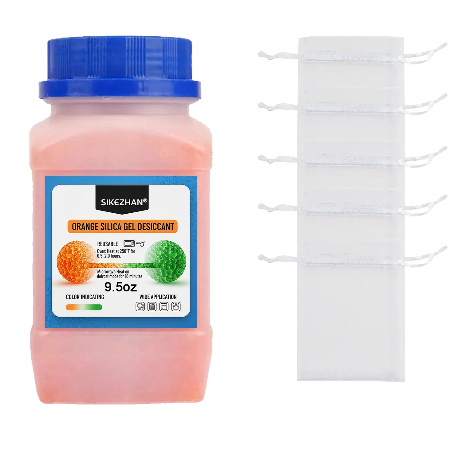 Orange Silica Gel Beads 3-5mm Indicating Reusable Desiccant Rechargeable Moisture Absorber For 3D Printers Cameras & Electronics Oasis Select 10Oz-bag 5pcs