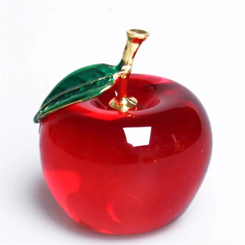 Apple Ornaments Coloured Glaze Decoration Glass Home Decoration Crystal Quartz Purple Red Pink Yellow Lucency Gift Souvenir Oasis Select Red