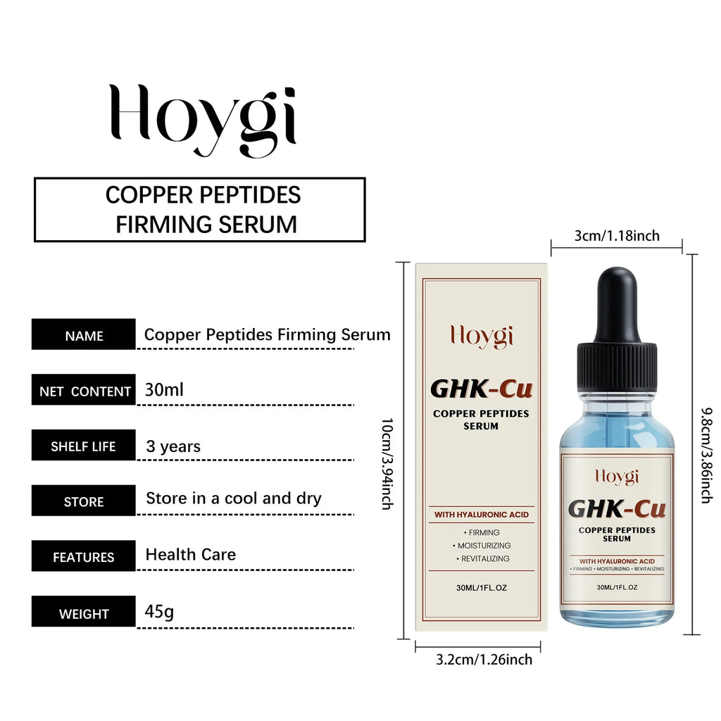 Copper Peptide Serum GHK-Cu Hyaluronic Acid Supports Firm Skin Hydrating Brightening Face Essence Daily Skincare 30/60/120ml Oasis Select