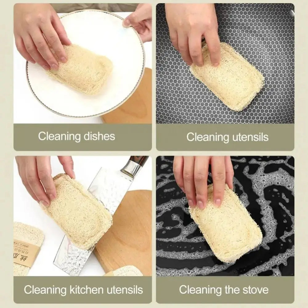 New Natural Loofah Dishwashing Brush Double-sided Easy To Clean Dishwashing Cloth Quick Drying Nonstick Loofah Cleaning Brush Oasis Select