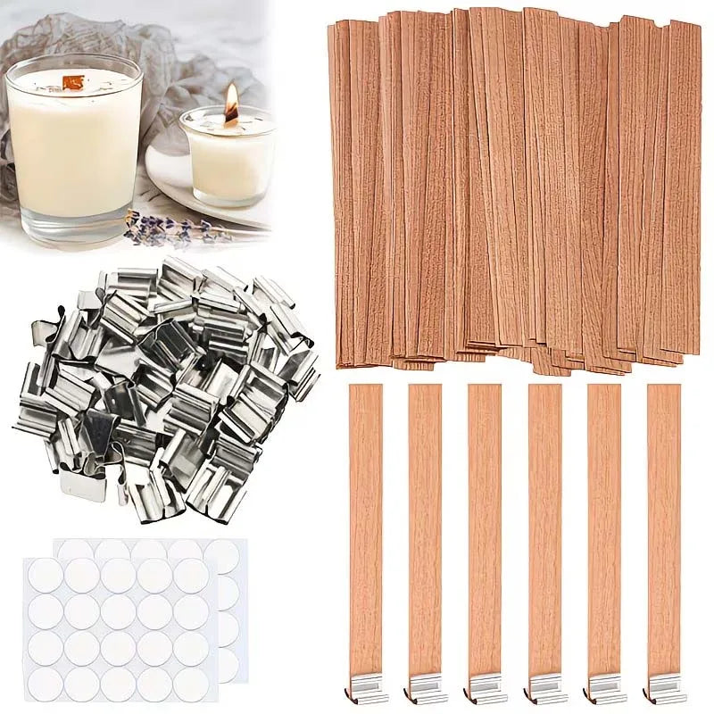 DIY Candle Making Kit – Wood Wicks, Metal Stands & Glue Dots