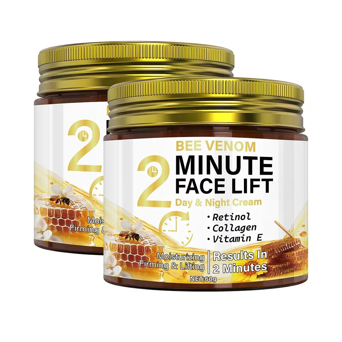 Bee Venom Anti-Aging Day & Night Cream with Retinol & Collagen - Intense Moisturizing & Firming Face Lift Treatment Oasis Select GOLD 60g