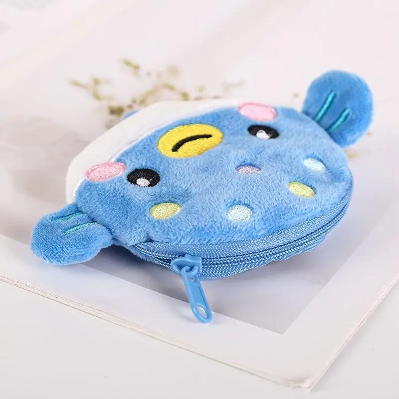 Cute Pufferfish Plush Mini Coin Purse – Zipper Pouch Wallet Novelty Coin Purse Oasis Select