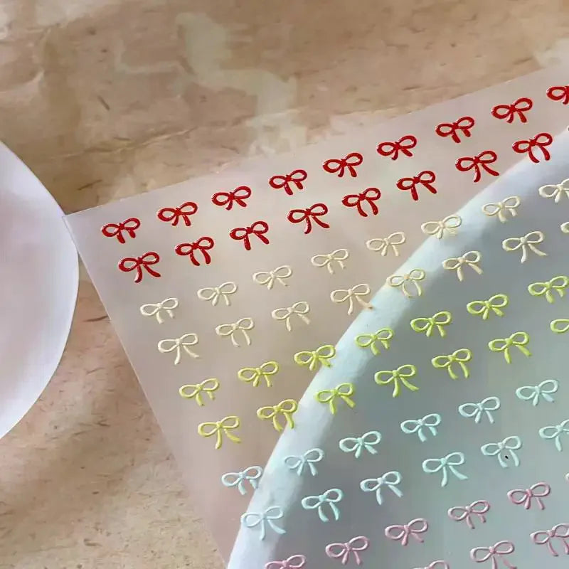 1 Sheet Mixed Color Bow Nail Art Stickers Relief Cute Bowknot Nail Charms Bow Manicure Decoration Oasis Select