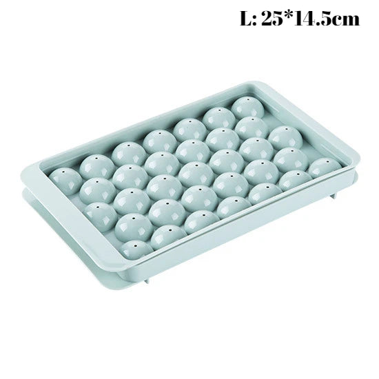 3D Round Ice Cube Tray with Lid Plastic Diamond Style Ice Mold Refrigerator Spherical DIY Moulds Ice Ball Maker Kitchen Tools Oasis Select 33grids-round-blue-L
