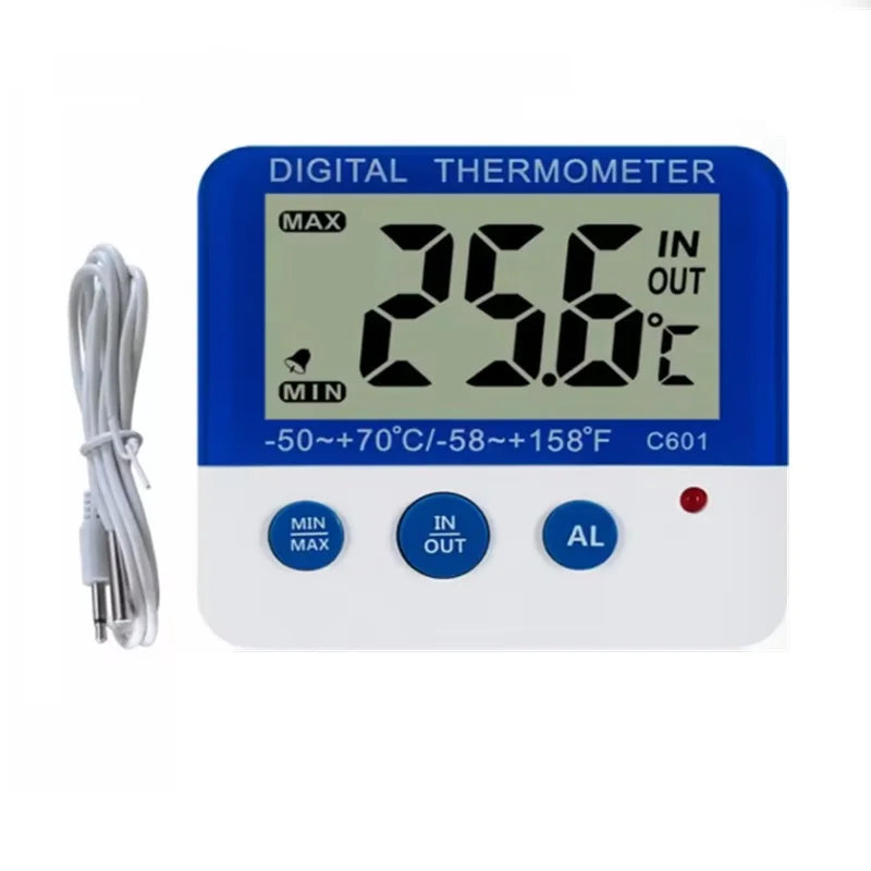 LCD Display Digital Fridge Thermometer with Alarm and Max Min Temperature Digital Freezer Thermometer for Indoor Outdoor ﻿ Oasis Select Blue