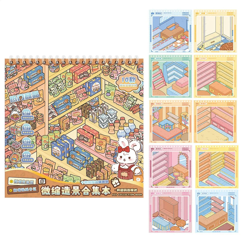 Scene Sticker Book 3D Cabin Scene Stickers Book Visual Stacking Cartoon Scene Sticker Collection DIY Cabin Scene Toy Stickers Oasis Select
