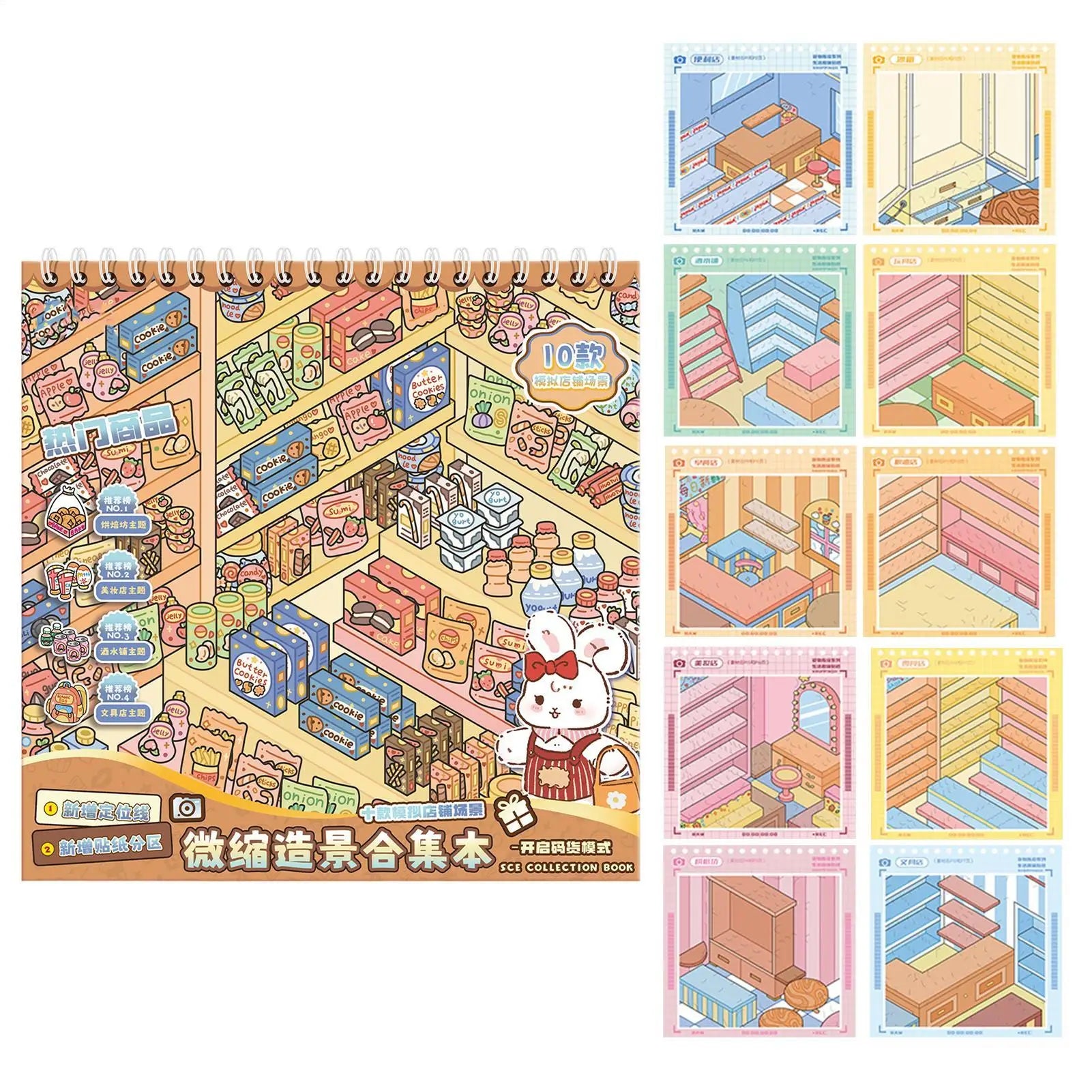 Scene Sticker Book 3D Cabin Scene Stickers Book Visual Stacking Cartoon Scene Sticker Collection DIY Cabin Scene Toy Stickers Oasis Select