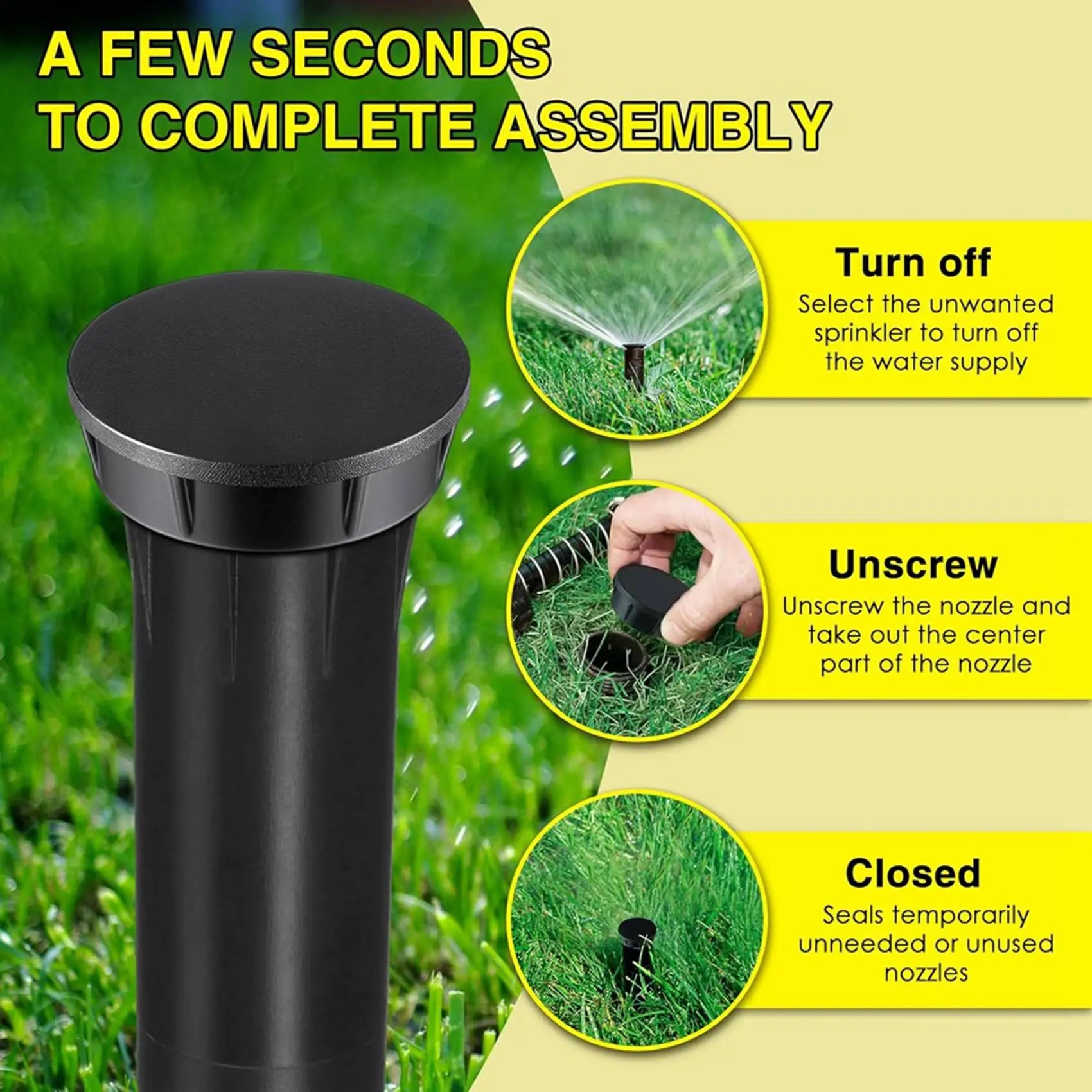 2026-WISH 10 Pack Sprinkler Head Cap For Hunter Pro Spray Sprinklers, Spray Shut Off Cap,Black Spray Head Cap Oasis Select