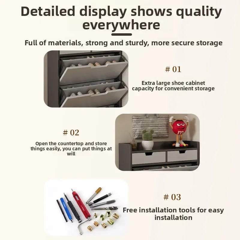 Tipping Bucket Shoe Cabinet, Outer Entry Shoe Rack, Balcony, Entrance Cabinet, Living Room Large-capacity Storage Cabinet Oasis Select