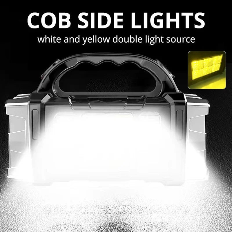 Rechargeable Portable Hand Lamp 8/4 LED Powerful Flashlight Outdoor Camping Solar Charging Light USB Torch With COB Work Lantern Oasis Select