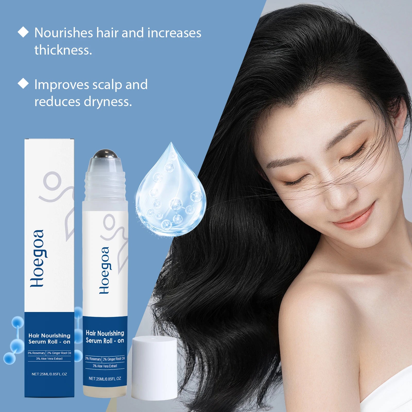 Rosemary Hair Nourishing Serum Roll-On Increase Hair Density Activate Hair Follicles Improve Scalp Health Hair Essence Care Oasis Select
