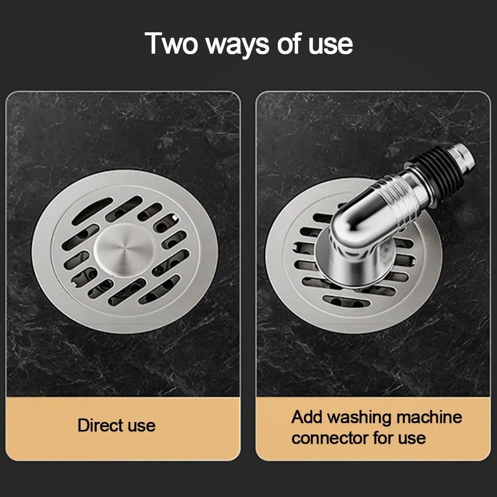 With Grid Grate Cover Shower Floor Drain 304 Stainless Steel Round Sink Strainer Anti-odor Backflow Preventer Sewer Drain Filter Oasis Select