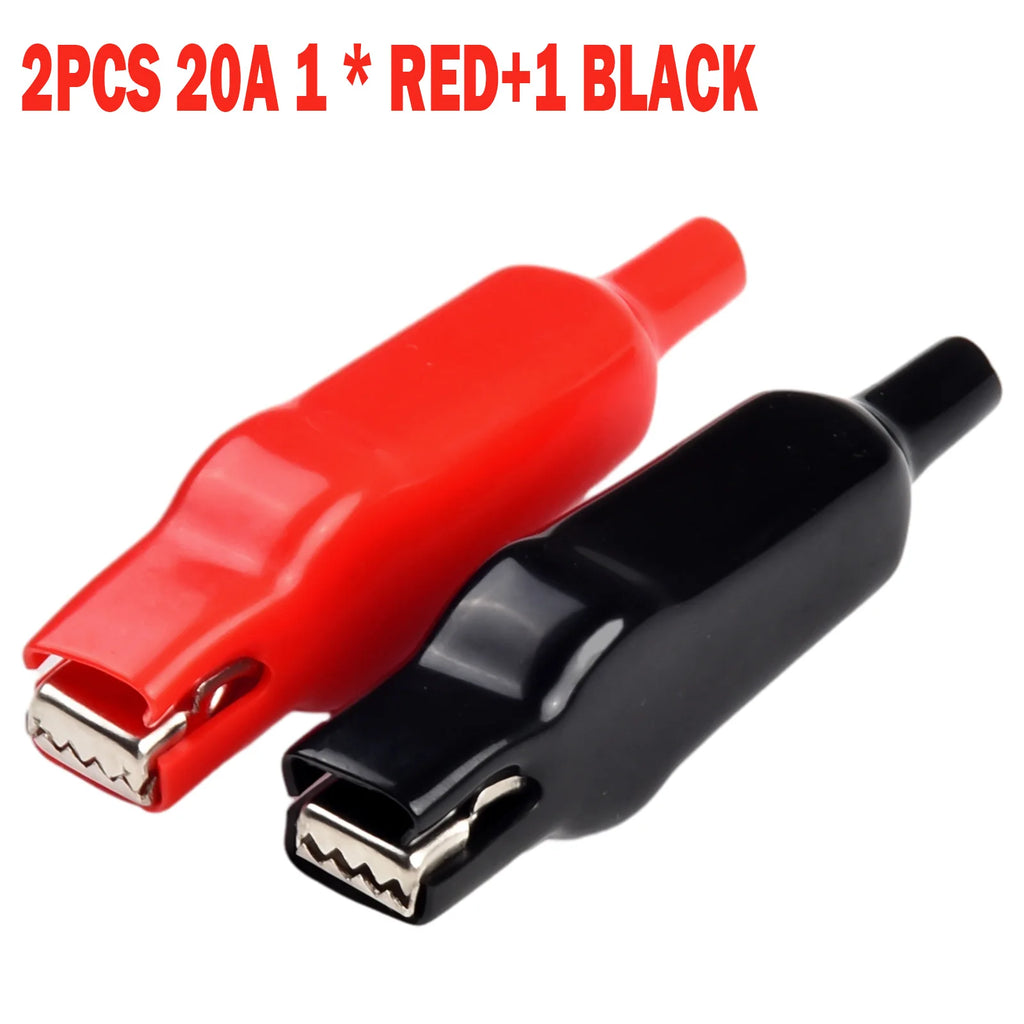 2Pcs Alligator Clip 20A PVC Sheathed Alligator Clamps DIY Test Leads Crocodile Electrical Clips Electrical Tool Parts Oasis Select 1X Red 1 X Black