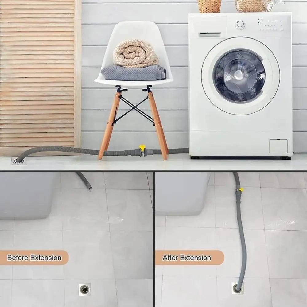 New Flexible Washing Machine Drain Hose Corrugated Grey Washing Machine Tube Thickened Faucet Accessories Oasis Select