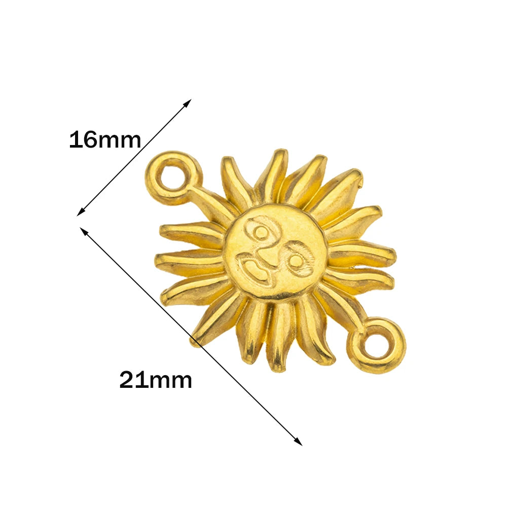 5pcs Stainless Steel Celestial Sun Charms Smile Pendants DIY for Necklace Bracelet Jewelry Making Craft Supplies Party Decor Oasis Select Gold 16X21mm