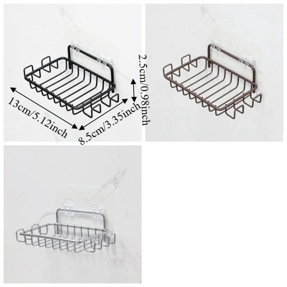 Stainless Steel Wall Mounted Soap Dish with Hooks & Basket