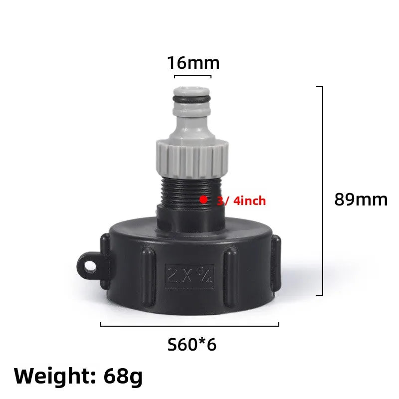 Stainless Steel IBC Tank Adapter S60x6 Coarse Thread to 1/2' & 3/4' Male And Female Spout for Water Storage Containers Oasis Select E