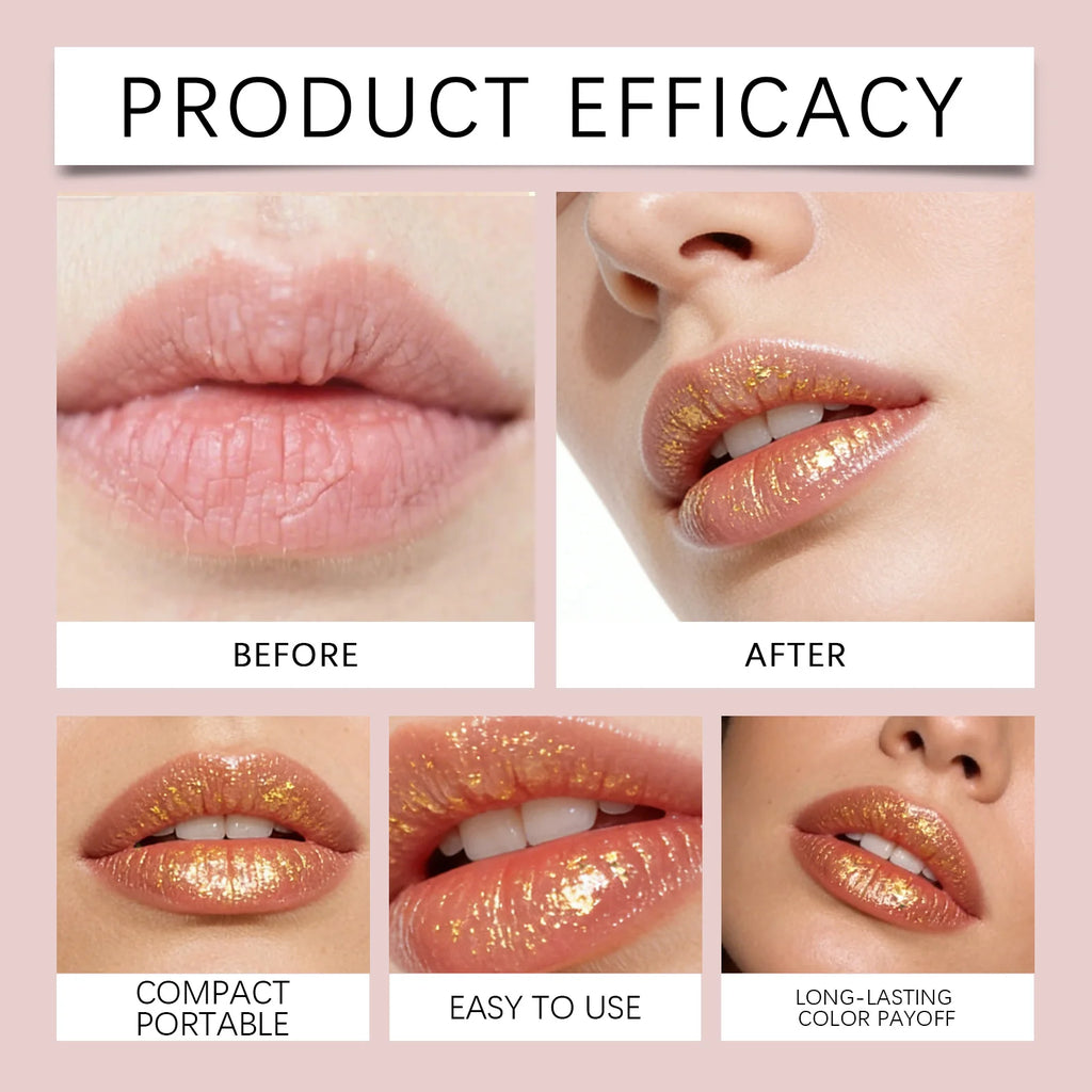 Lip Balm Gold Foil Temperature Color Changing Moisturizing Non Sticky Non Transfer Long Lasting Hydrating Daily Lip Care Oasis Select