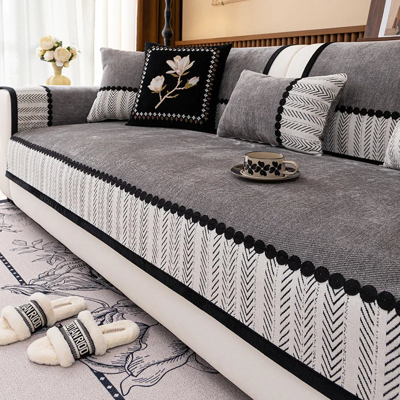 2025 New Four-season Universal Sofa Cushion Chenille Seat Cushion Fixed Anti-slip Sofa Cover Couch Covers for Sofas Oasis Select