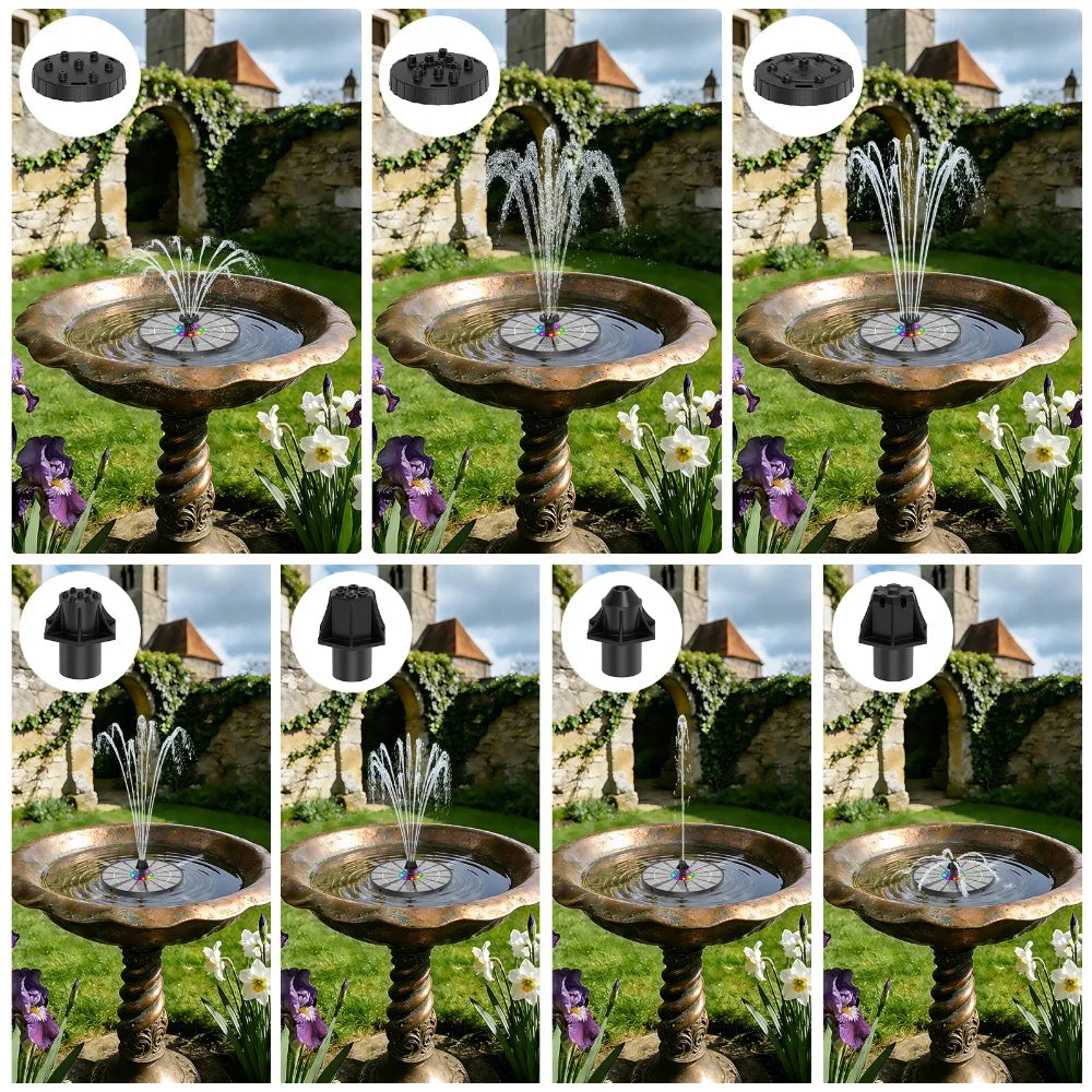 3.5W LED Solar Water Fountain Bird Bath Pump with 1200mAh Battery, 8 Nozzles and 4 Crash Bars, DIY Bird Bath Garden Aquarium etc Oasis Select