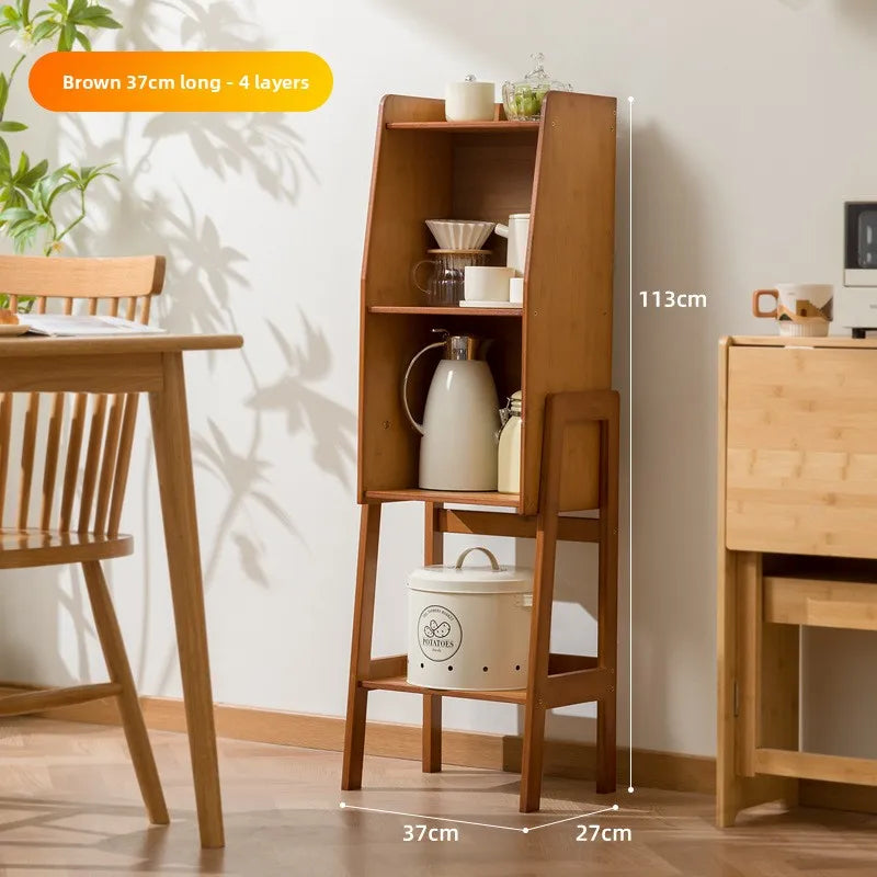Kitchen rack Floor-to-ceiling multi-layer locker Edge storage cabinet Household multi-functional narrow gap crevice frame Oasis Select Brown medium