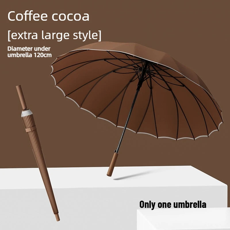 1pcs Long Handled Umbrellas for Two or Three People Extra Large Reinforced Thick Sturdy Wind Resistant and Maillard Resistant Oasis Select Brown 24 bone xl full-fiber 24K
