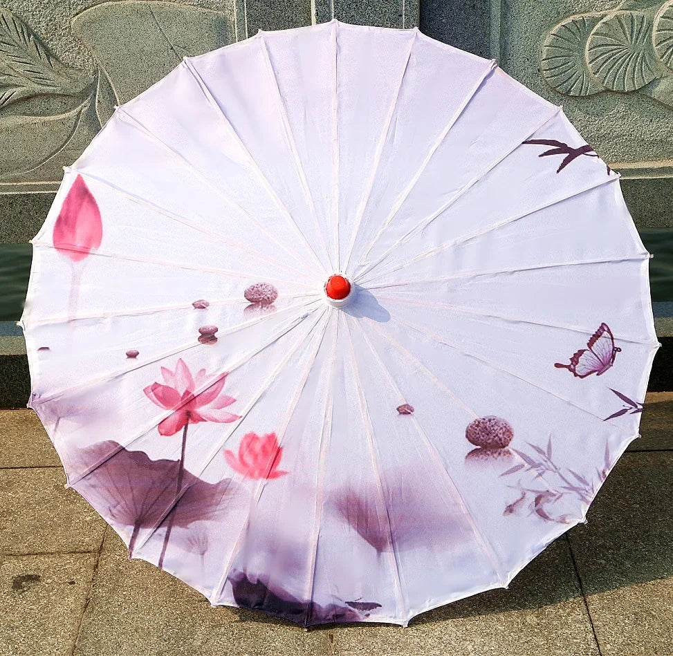 Oil-paper Fringe Rainproof Cloth Umbrella Ancient Props Hanfu Dance Umbrella Performance Classical Decorative Craft Umbrella Oasis Select 13 24K Bamboo