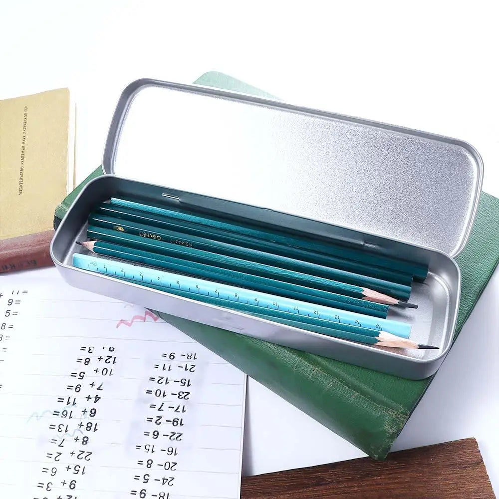 Simple Metal Pencil Case Aluminum Stationery Boxes Tin Pen Box Multifunction Storage Box Stationery School Supplies Gift for Kid Oasis Select