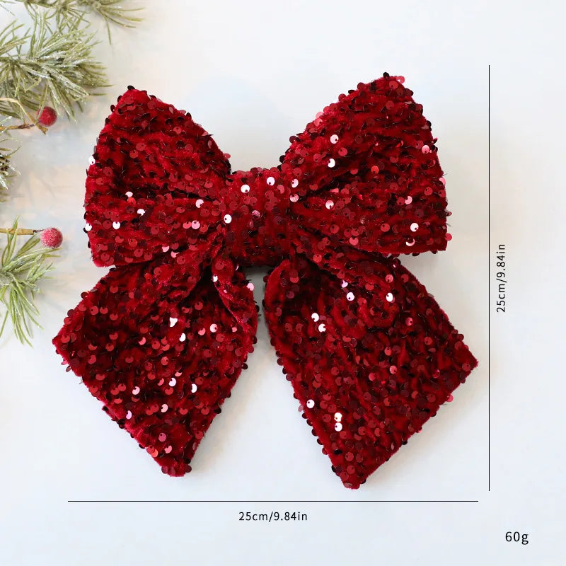 25cm Glitter Christmas Bow Decoration | Xmas Tree Pendant