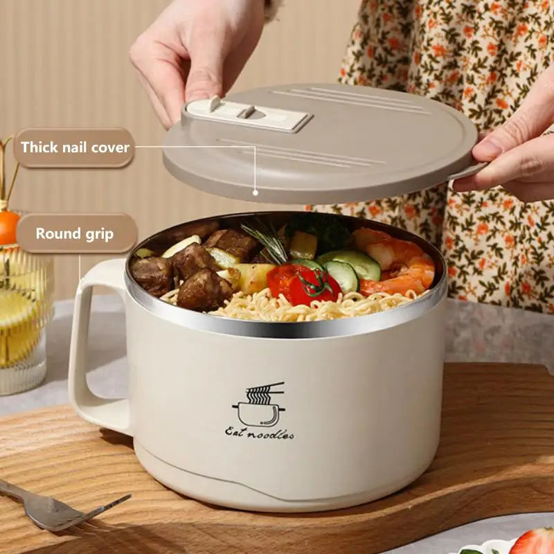 Stainless Steel Noodle Bowl with Lid – Large Capacity