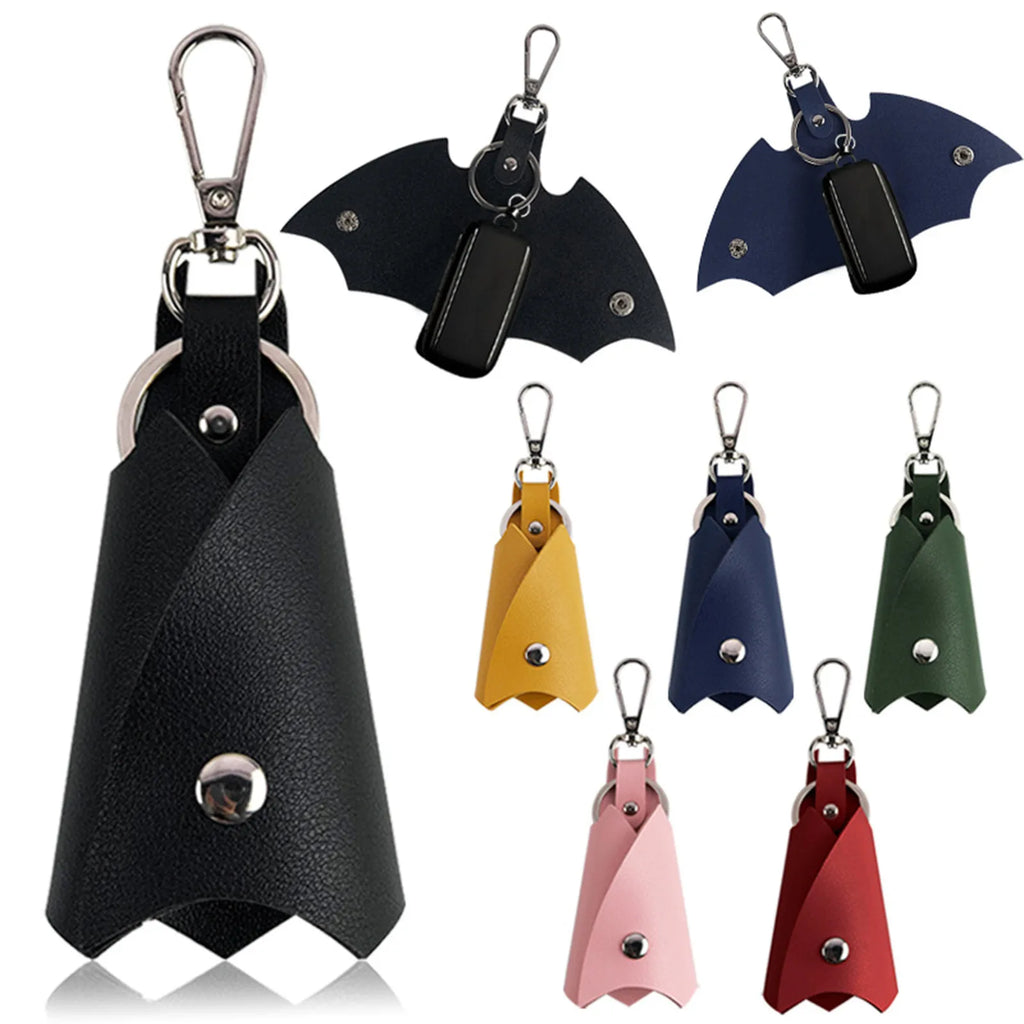 Fashion Creative Bat Shape PU Leather Keychain Men Women Key Holder Organizer Pouch Split Car Key Wallet Housekeeper Keyring Oasis Select