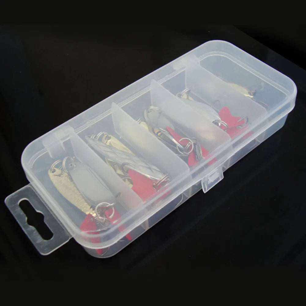 10-Piece Metal Jig Spoon Spinner Fishing Lure Set + Tackle Box Fishing Lure Set Oasis Select