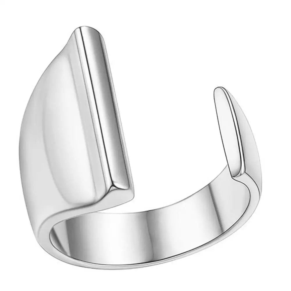 A-Z Initial Letter Ring – Adjustable Silver Open Ring for Women