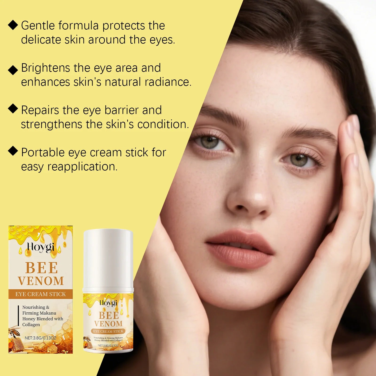 Bee Venom Firming Eye Cream Stick Dark Circles Remove Eye Bags for Under Eye Honey Lifting Brightening Anti-Puffiness Eye Care Oasis Select