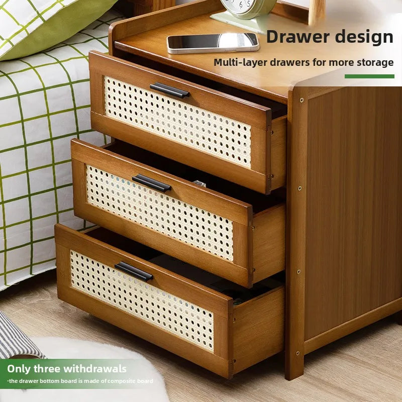 Bedroom bedside table drawer storage cabinet household living room snack locker storage box simple bedside locker Oasis Select