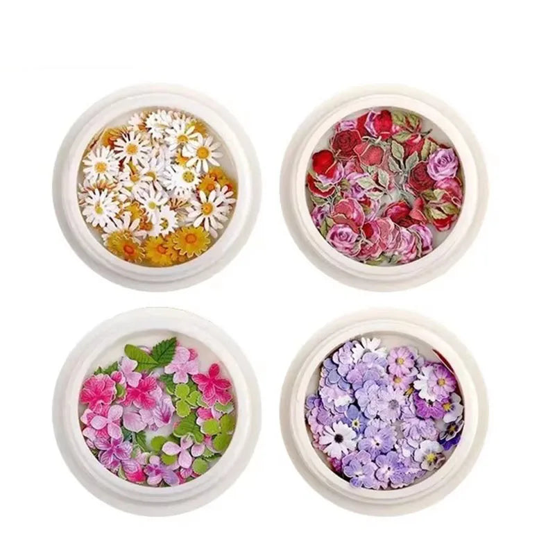 1/3/4Pcs Mixed-color Dried Flowers Resin Craft Dry Flowers Nail Art Decoration Natural Ultra-thin Mini Nail Flowers Oasis Select 01-02-03-04