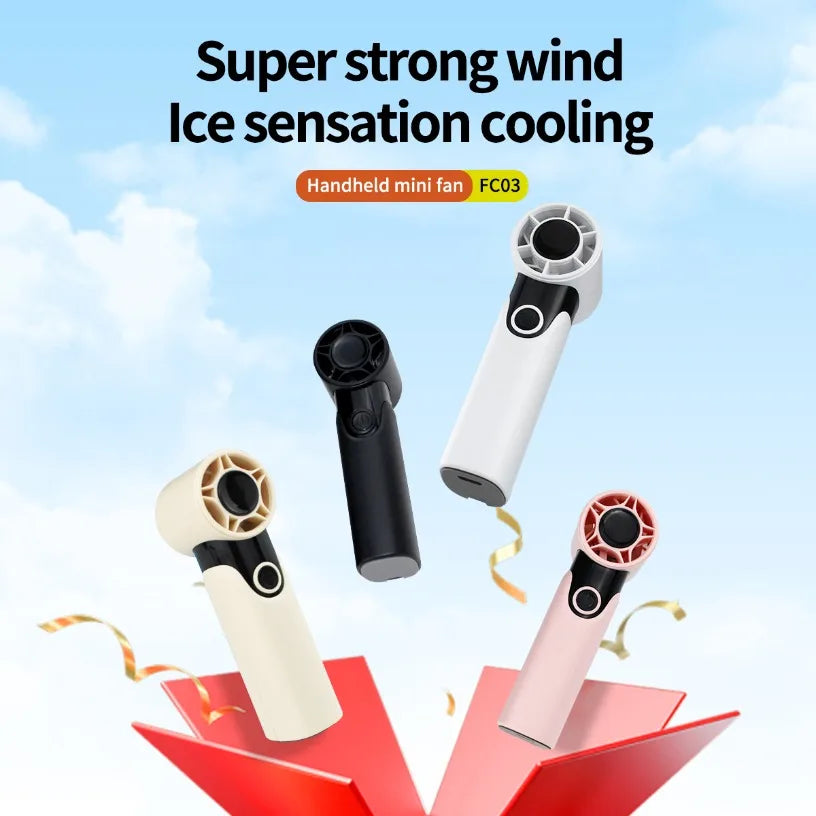 Digital Display Mini Handheld Fan Turbo Wind 3000mAh Rechargeable Multi-angle Use Lightweight Outdoor Cooling Fan Oasis Select