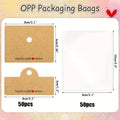 100Pcs Jewelry Package Bags,including 50bags and 50cards, jewelry display clear bags,bracelets,earrings,craft packaging sets Oasis Select 50bags and 50cards