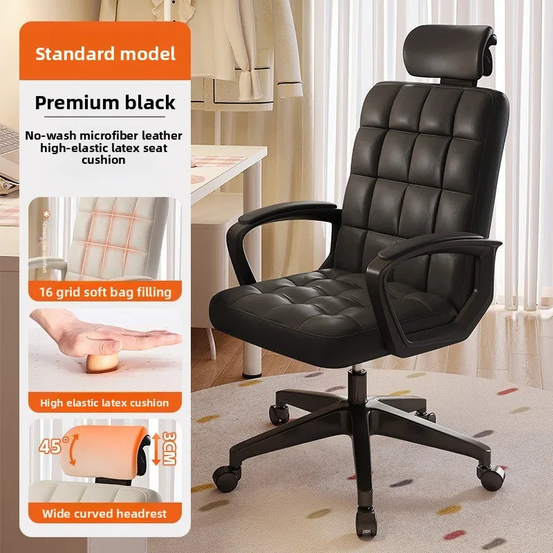 Computer chair home office chair sedentary comfortable seat bedroom college student dormitory makeup chair lifting backrest Oasis Select 2-F16-Black PU-B