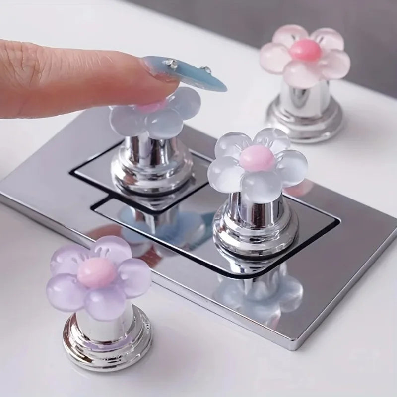 5pcsCute Flower Toilet Button Nail Specific Bathroom Water Tank Switch Button Universal Toilet Press Home Furnishings Decoration Oasis Select