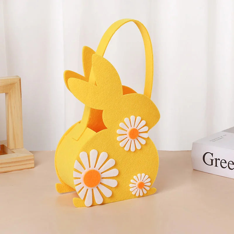 2026 Easter Bunny Basket, Soft Felt Candy Tote Bag & Gift Storage, Kids Easter Party Decoration & Egg Hunt Game Props Gift Bags Oasis Select YELLOW one size