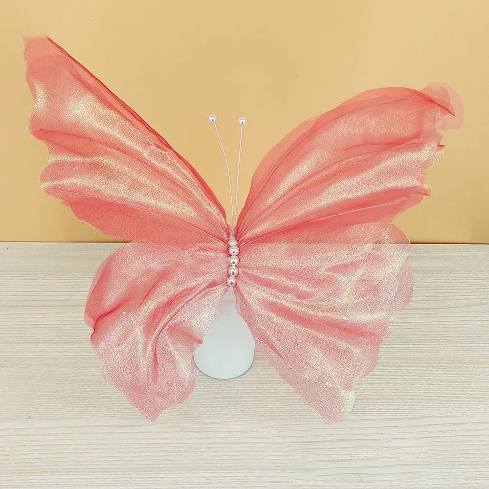 NEW Silk Artificial Butterfly Flowers Colorful Artificial Flowers Flower Head 50cm Giant Butterfly Branch Road Oasis Select Red Pink