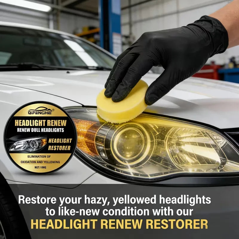 Headlight Restorer Polish Eliminate Oxidation Yellowing Remove Scratches Headlight Lens Renew Cleaner with Sponge Pad UV Protect Oasis Select