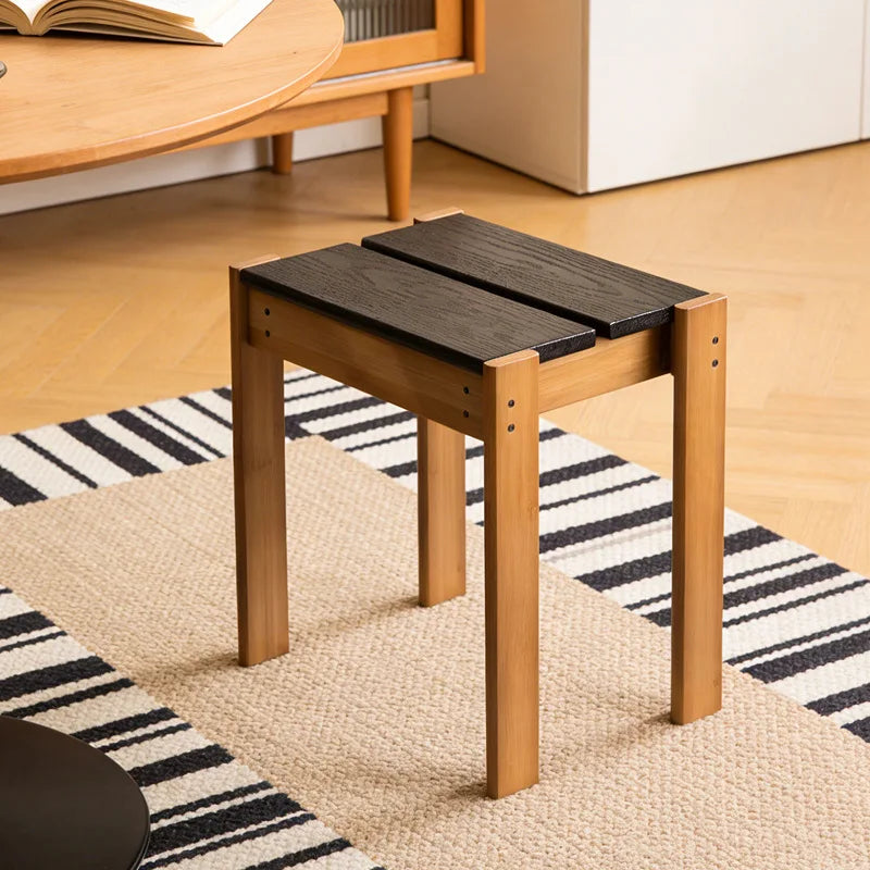 Solid wood American retro home solid wood small bench round stool coffee table stool low stool shoe changing stool small stool Oasis Select