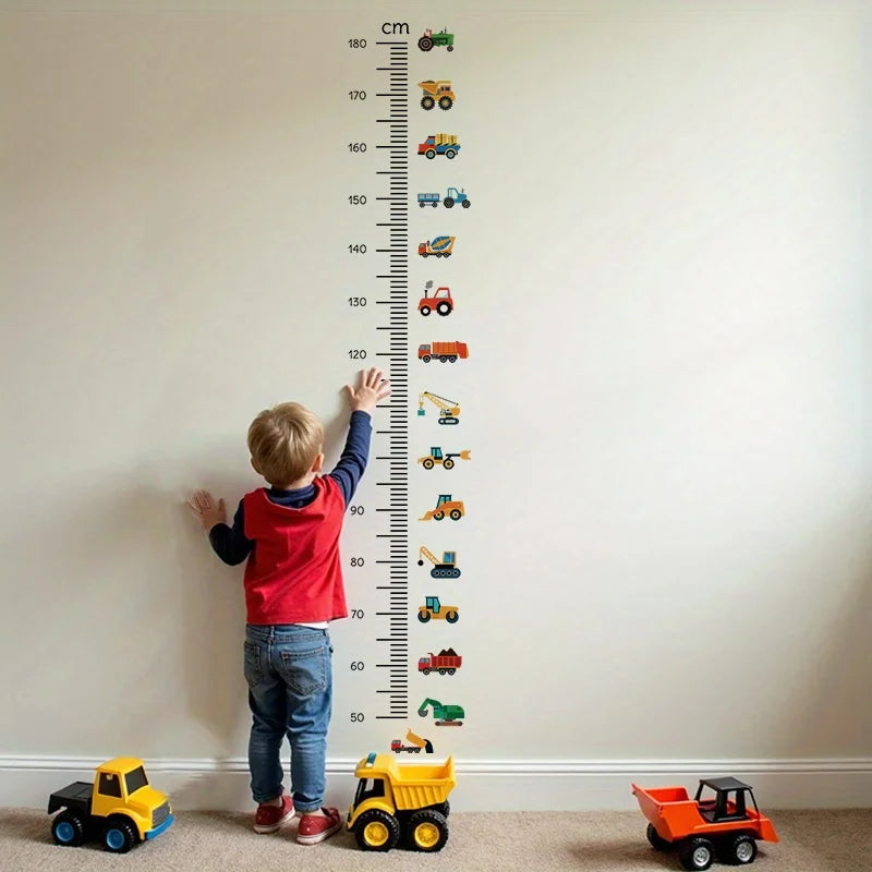 Height Stickers Construction Vehicle Tower Crane for Kids Room Kindergarten Baby Measuring Height Ruler Wall Stickers Boys Gift Oasis Select