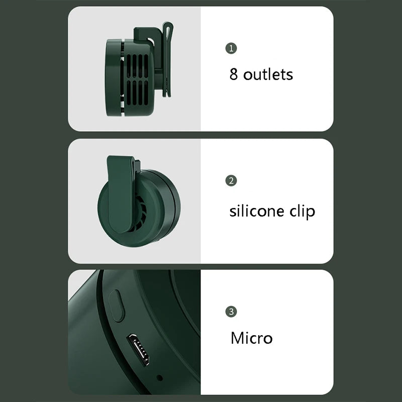 Clip-On Neck Fan | Portable USB Rechargeable Mini Desk Fan