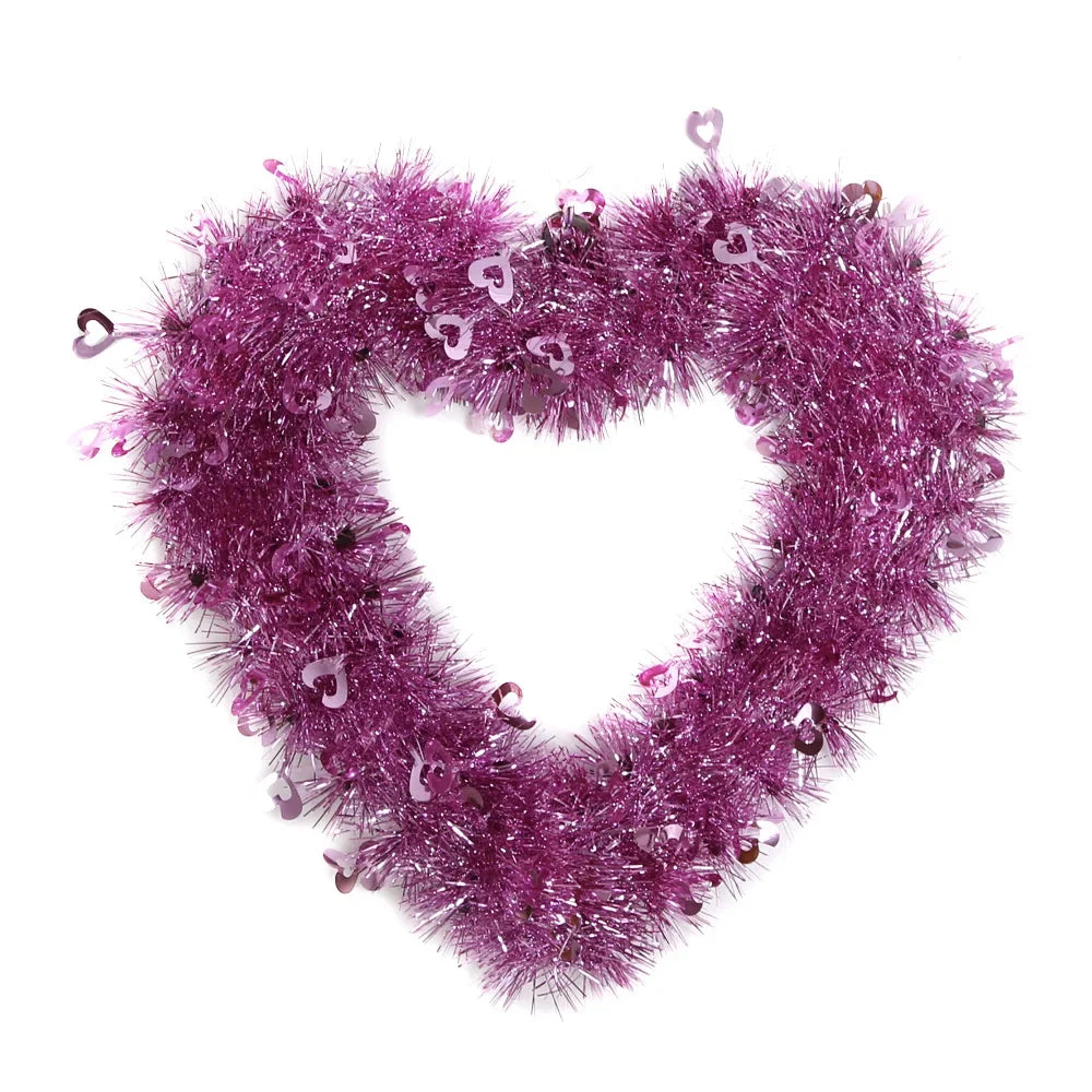 Romantic Luminous Heart Garland ValentineS Day Decoration Glowing Love Themed Fake Grass Garland Pendant for Home Wall Tabletop Oasis Select without light